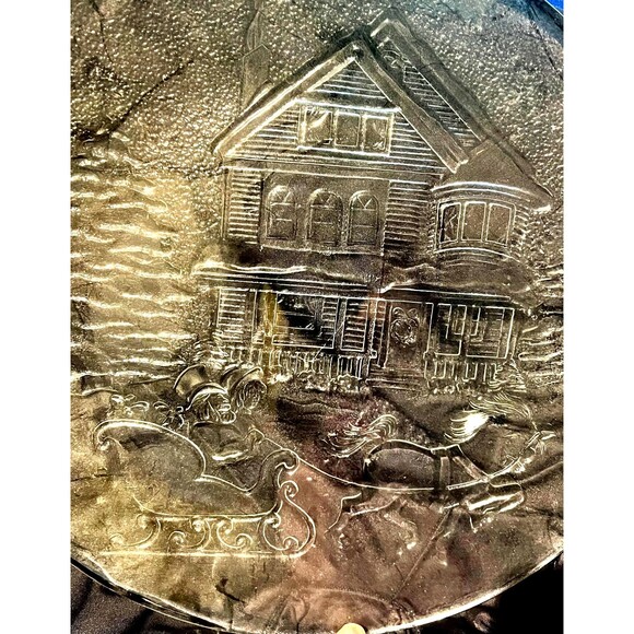 Vintage Glass Holiday Serving Platter Y2K (very thick) - Picture 3 of 4